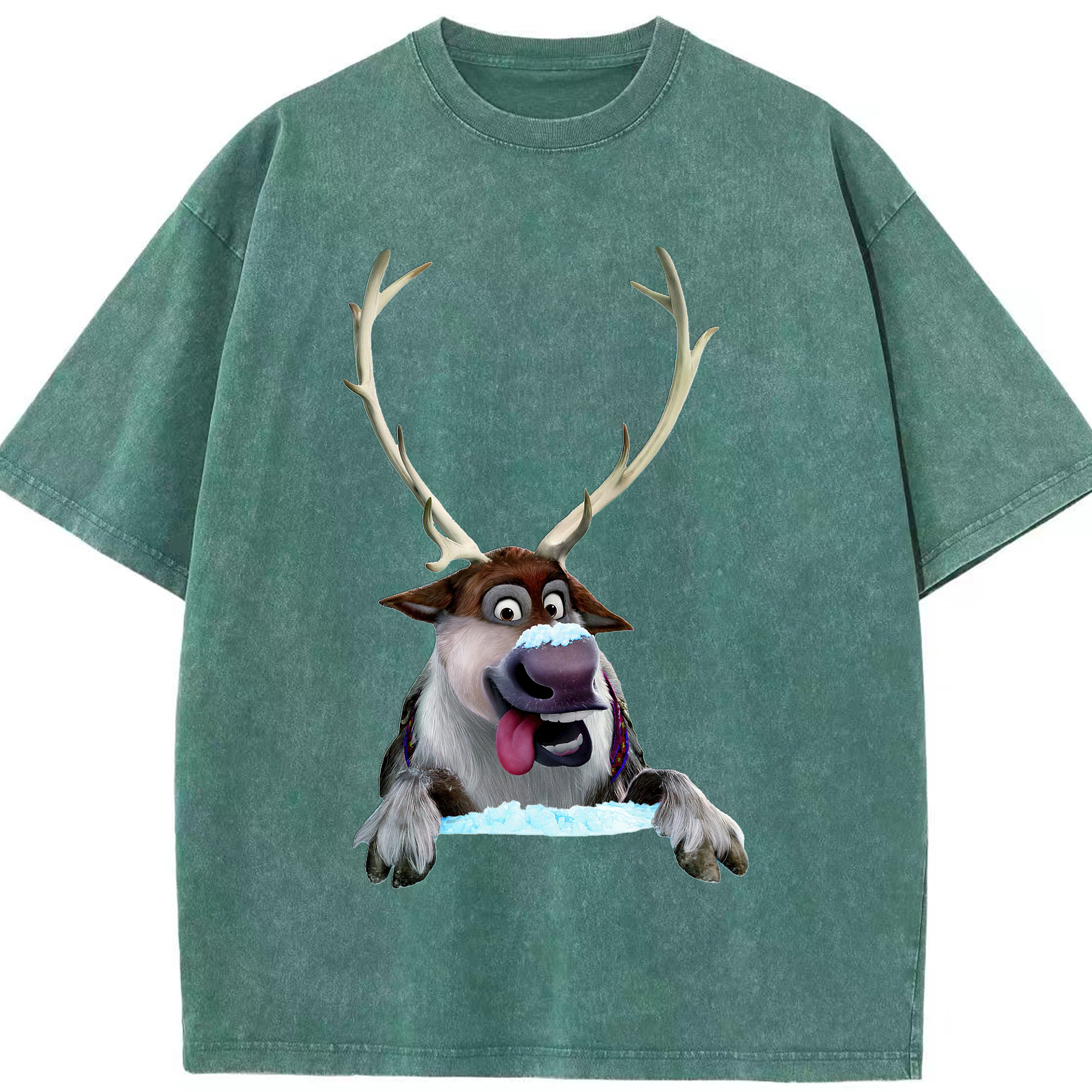 （画像用） アナと雪の女王 アンナ エルサ Frozen Anna Elsa 綿100% ヴィンテージ風 半袖Tシャツ（フロントプリント）